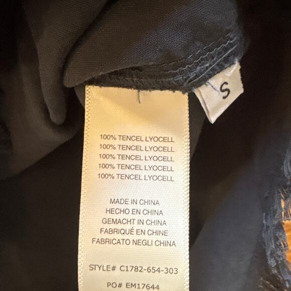 Cloth & Stone blue silver star plunge neckline button long sleeve shirt SIZE S - Picture 5 of 7